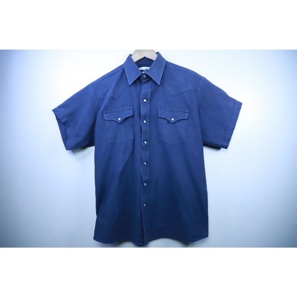 Vintage Ranch and Town Men's Shirt Gray Size XL Western Snap Button Short Sleeve - Picture 1 of 10